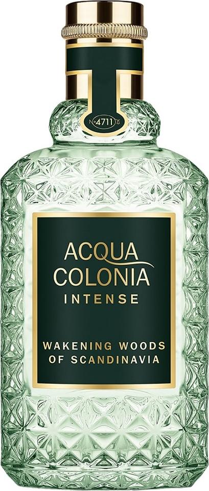 Flacon wody kolońskiej 4711 Acqua Colonia Wakening Woods of Scandinavia 100ml na białym tle z eleganckim opakowaniem marki