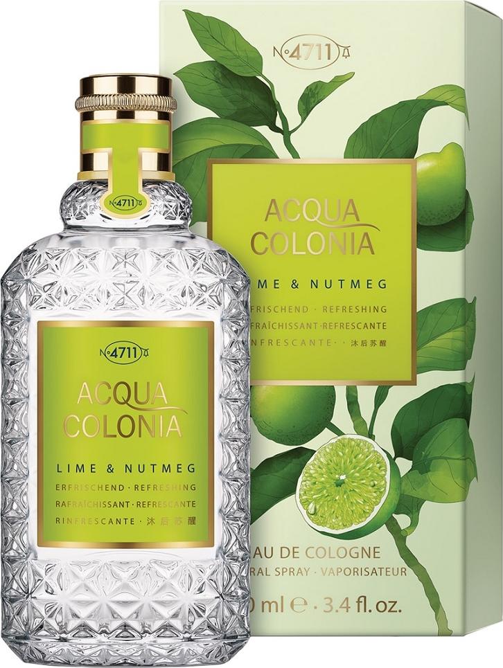 Flacon wody kolońskiej 4711 Acqua Colonia Lime & Nutmeg 100ml z orzeźwiającym zapachem limonki i gałki muszkatołowej na białym tle
