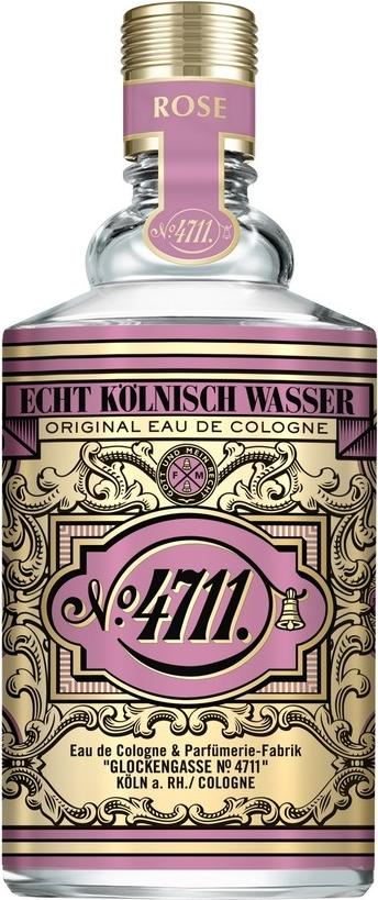 Flacon wody kolońskiej 4711 Floral Collection Rose 100ml na białym tle - eleganckie perfumy damskie z nutą róży marki 4711