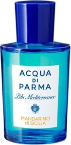 Flacon perfum ACQUA DI PARMA Blu Mediterraneo Mandarino di Sicilia Eau de Toilette z eleganckim opakowaniem na białym tle
