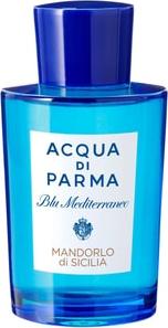 Flacon perfum ACQUA DI PARMA Blu Mediterraneo Mandorlo di Sicilia Eau de Toilette z eleganckim opakowaniem marki na białym tle