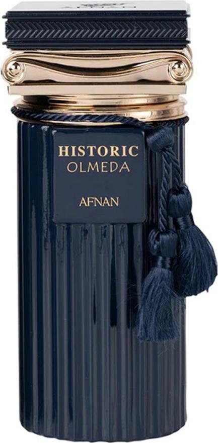 Afnan Historic Olmeda woda perfumowana 100ml w granatowym żebrowanym flakonie ze złotymi akcentami - luksusowe perfumy arabskie unisex