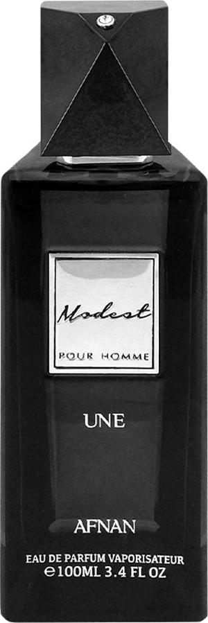 Afnan Modest Pour Homme Une woda perfumowana 100ml w eleganckім czarnym flakonie - męskie perfumy aromatyczno-przyprawowe marki Afnan