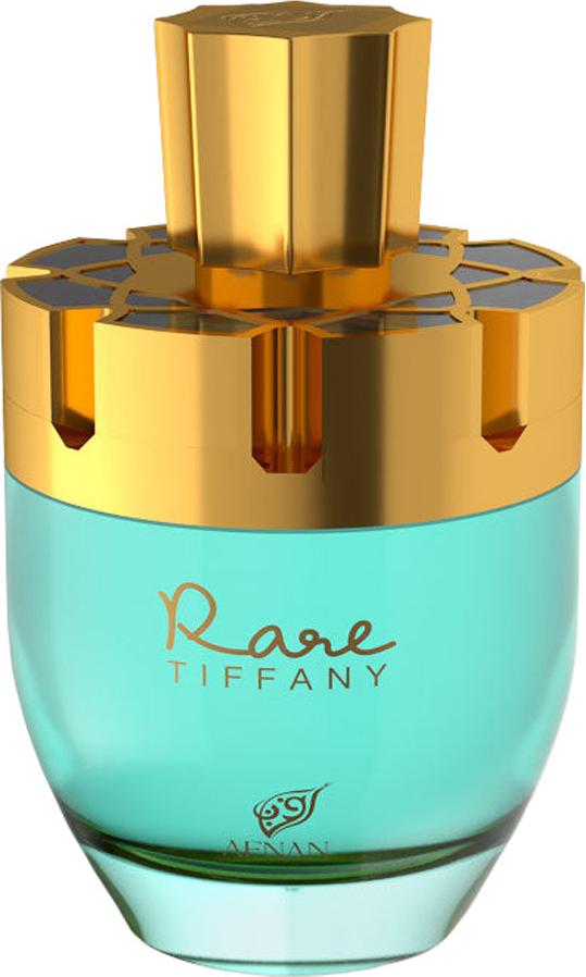 Afnan Rare Tiffany woda perfumowana 100ml w eleganckім flakonie z turkusowym odcieniem i złotymi akcentami na białym tle