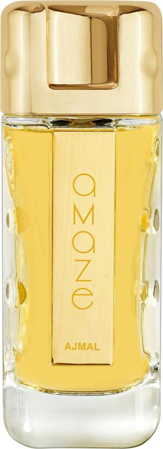 Flacon wody perfumowanej Ajmal Amaze 75ml na białym tle - elegancki zapach kwiatowo-owocowy dla kobiet z nutami bergamotki i róży