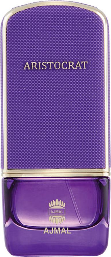 Flacon perfum Ajmal Aristocrat for Her woda perfumowana 75ml dla kobiet w eleganckim opakowaniu na białym tle z logo marki Ajmal