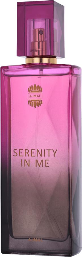 Flacon perfum Ajmal Serenity In Me woda perfumowana 100ml z eleganckim opakowaniem marki Ajmal na białym tle - kwiatowy zapach dla kobiet