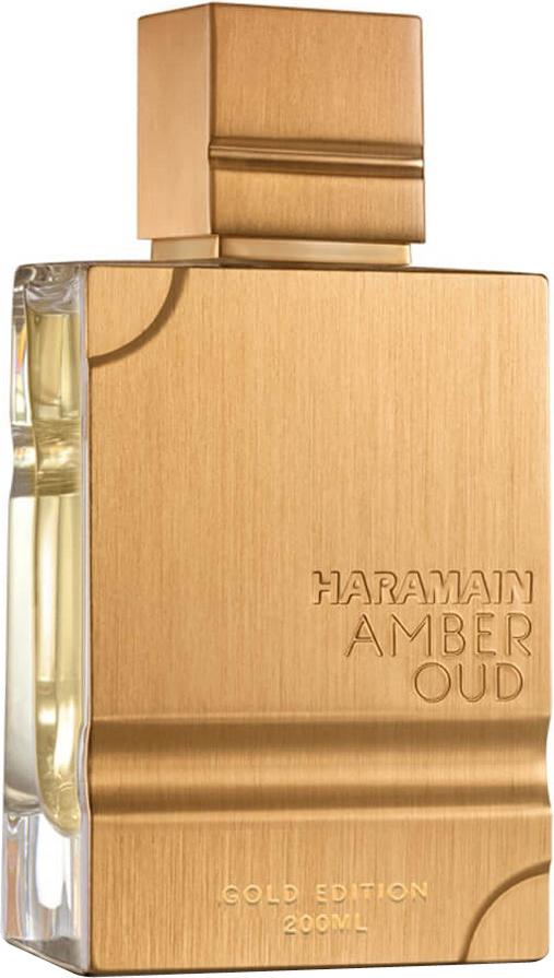 Al Haramain Amber Oud Gold Edition woda perfumowana 120ml w luksusowym flakonie przypominającym sztabę złota na białym tle