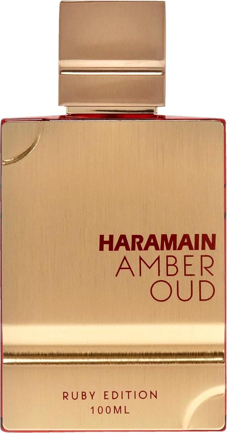 Flacon perfum Al Haramain Amber Oud Ruby Edition woda perfumowana unisex 60ml z eleganckim opakowaniem na białym tle