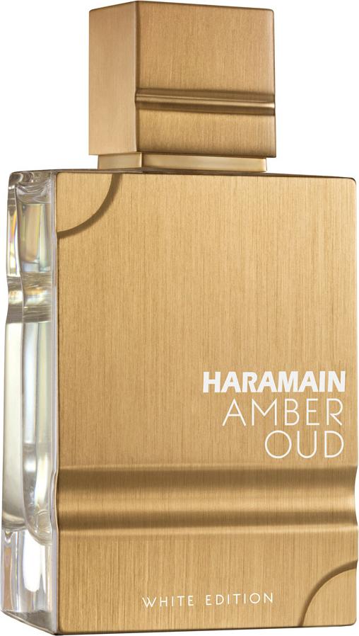 Flacon perfum Al Haramain Amber Oud White Edition woda perfumowana 60ml w eleganckiej butelce z orientalnym wzornictwem marki Al Haramain