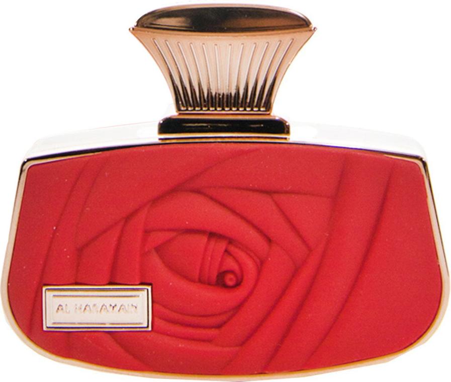 Al Haramain Belle Rouge woda perfumowana 75ml w eleganckim czerwonym flakonie ze złotymi akcentami na białym tle produktowym