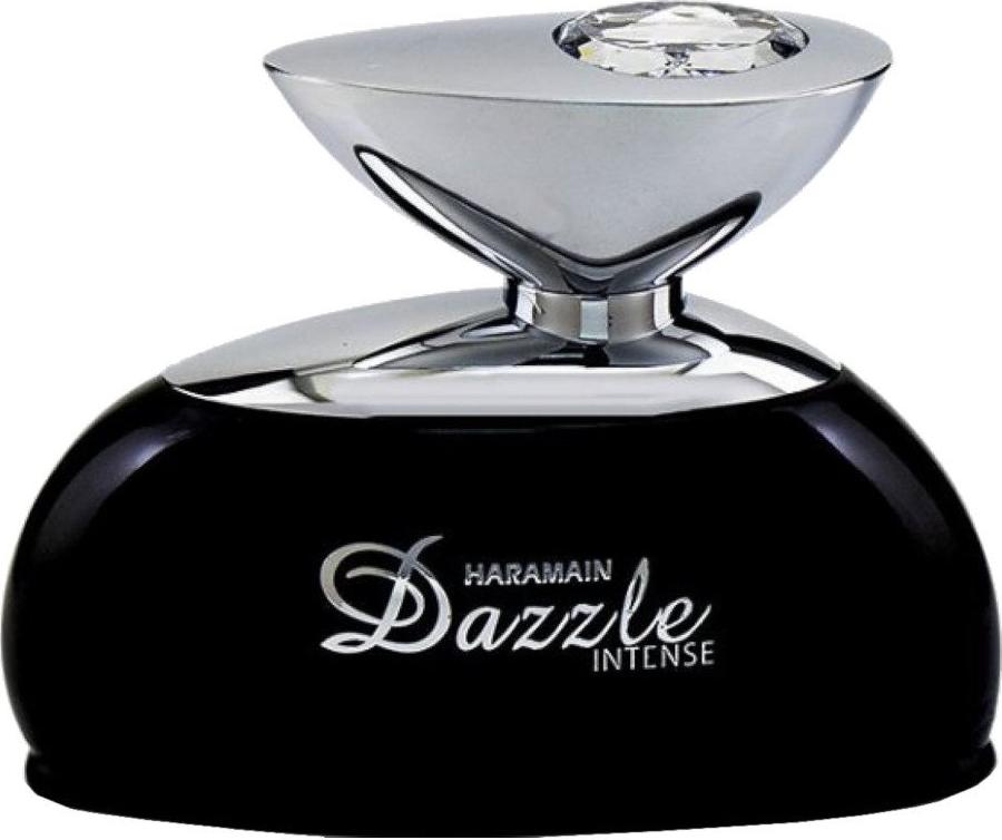 Flacon perfum Al Haramain Dazzle Intense woda perfumowana 100ml w eleganckim opakowaniu marki Al Haramain na białym tle