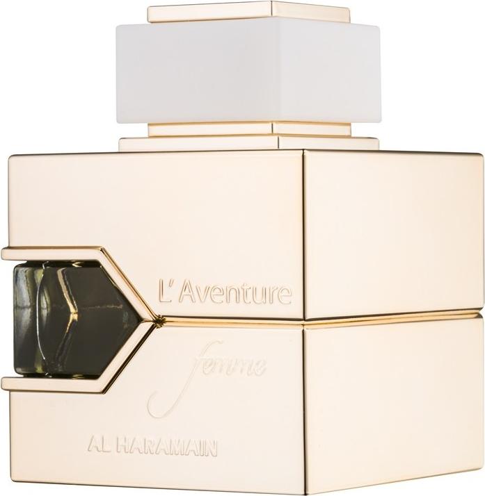 Flacon perfum Al Haramain L'Aventure Women woda perfumowana damska 100ml z eleganckim opakowaniem na białym tle - luksusowy zapach