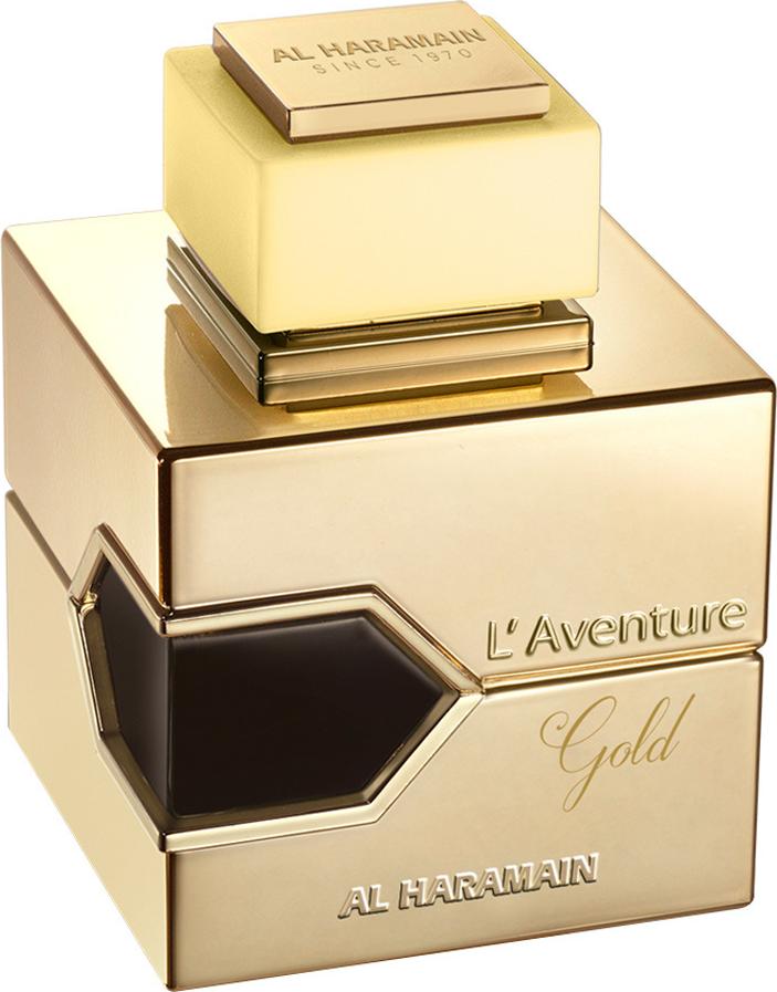 Flacon perfum Al Haramain L'Aventure Gold woda perfumowana 100ml dla kobiet w eleganckim opakowaniu z logo marki Al Haramain