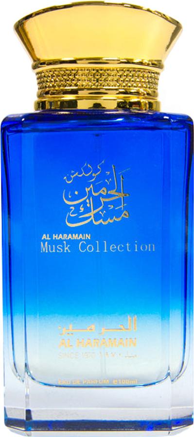 Flacon perfum Al Haramain Musk Collection woda perfumowana 100ml z eleganckim opakowaniem na białym tle - arabski zapach unisex