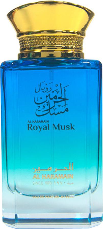 Al Haramain Royal Musk woda toaletowa 100ml w niebieskim flakonie ze złotymi detalami na białym tle - luksusowe perfumy unisex