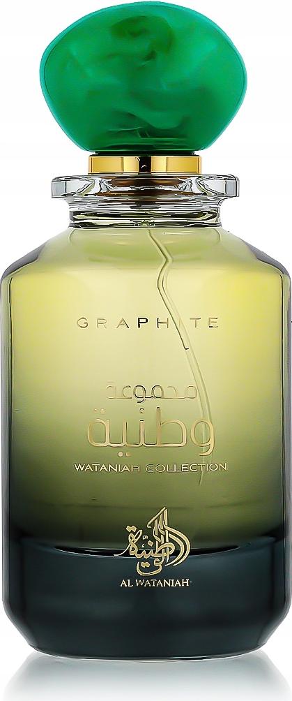 Flacon wody perfumowanej Al Wataniah Graphite 100ml dla mężczyzn z eleganckim opakowaniem prezentujący nowoczesny design marki Al Wataniah