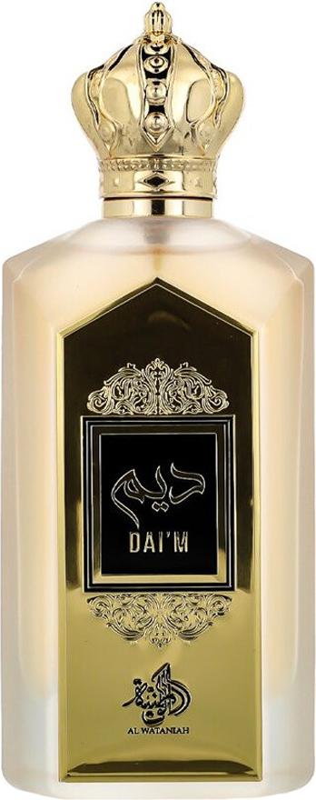 Flacon perfum Al Wataniah Dai'M woda perfumowana 100ml dla kobiet w perłowym opakowaniu z elegancką koroną na szczycie butelki
