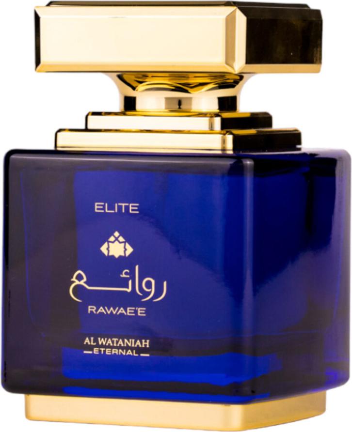 Flacon Al Wataniah Rawae'e Elite woda perfumowana 100ml dla mężczyzn z eleganckim opakowaniem marki Al Wataniah na białym tle