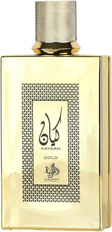 Flacon wody perfumowanej Al Wataniah Kayaan Gold 100ml dla mężczyzn w eleganckim opakowaniu z złotymi akcentami marki Al Wataniah