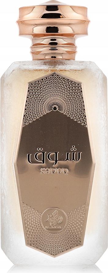 Flacon wody perfumowanej Al Wataniah Shouq 100ml unisex w eleganckim opakowaniu marki Al Wataniah z arabskimi motywami