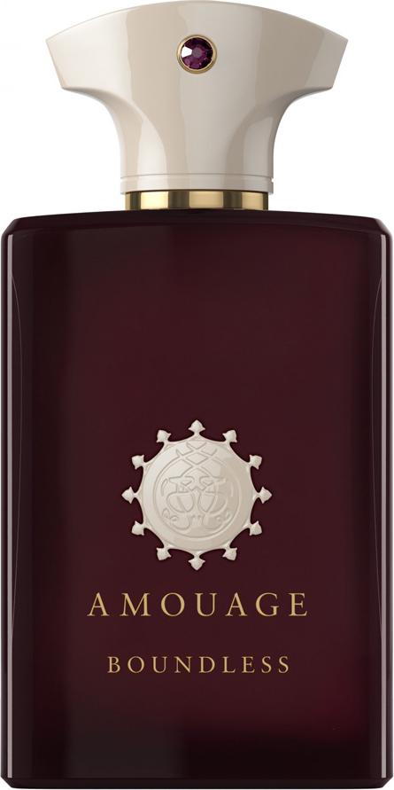 Amouage Boundless woda perfumowana 100ml w bordowym flakonie ze złotym logo na białym tle - luksusowe perfumy unisex marki Amouage