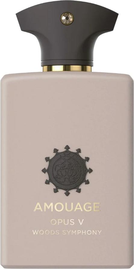 Flacon Amouage Library Opus V Woods Symphony woda perfumowana 100ml na białym tle - luksusowe niszowe perfumy drzewno-kwiatowe z oud