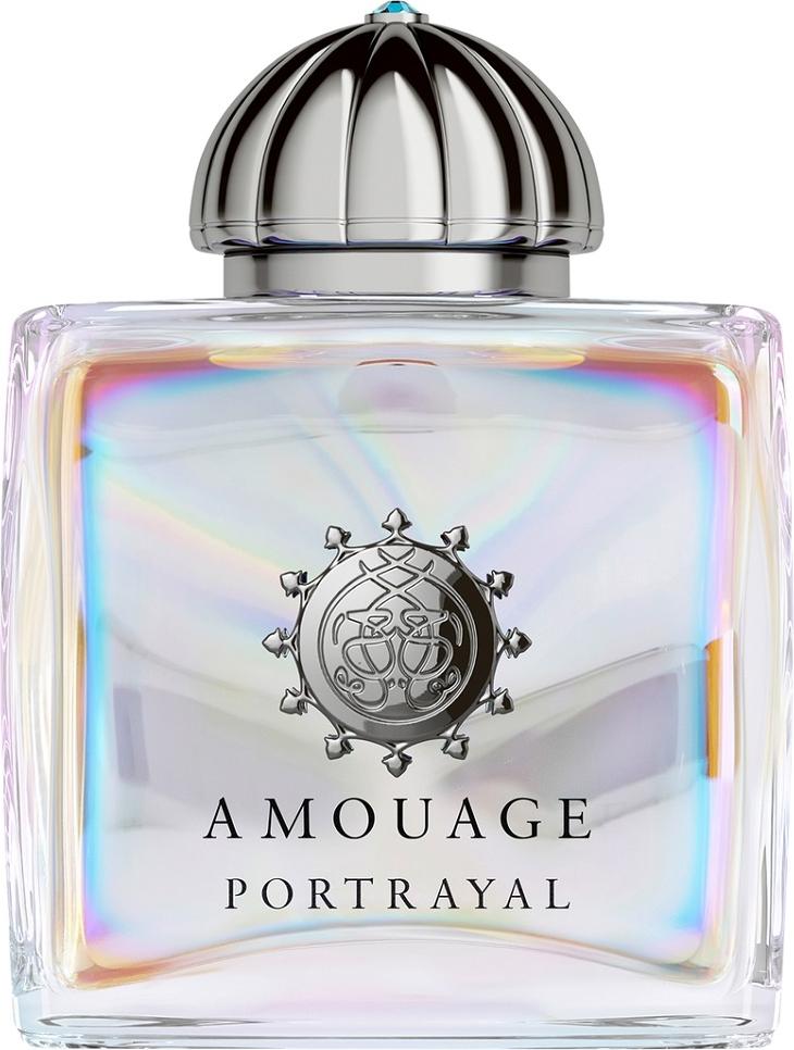 Flacon perfum Amouage Portrayal Woman woda perfumowana 100ml w luksusowym opakowaniu na białym tle - orientalny zapach dla kobiet