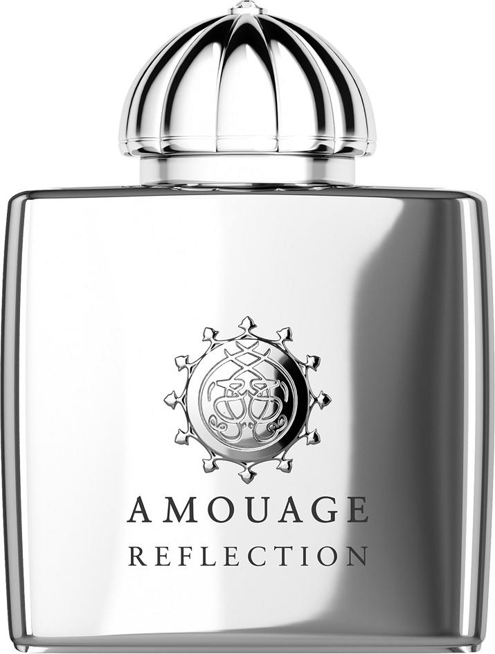 Flacon perfum Amouage Reflection Woman woda perfumowana 100ml z eleganckim opakowaniem luksusowej marki na białym tle w wysokiej jakości
