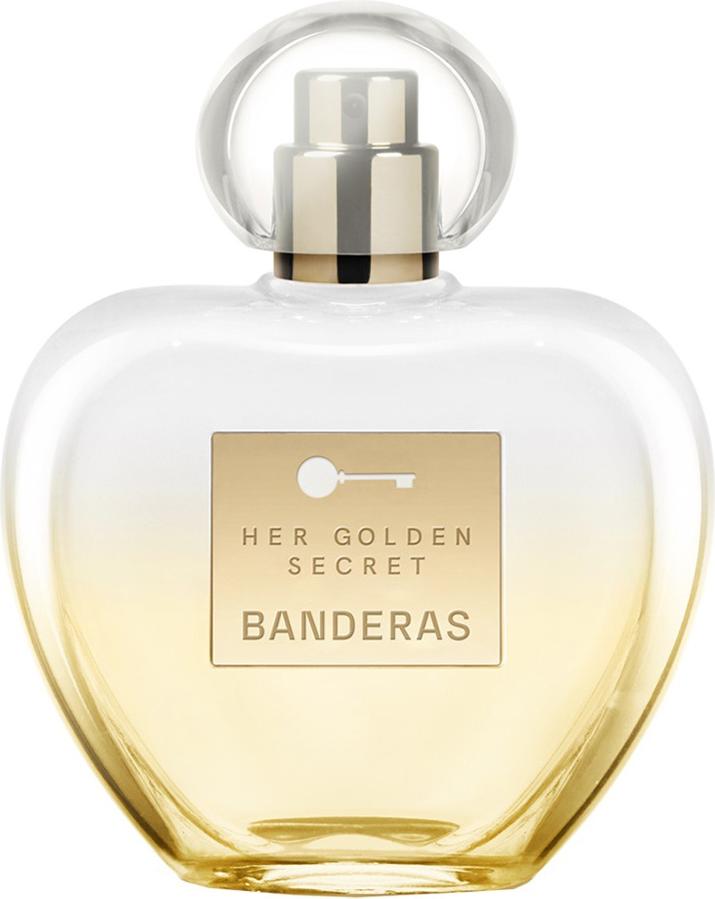 Flacon perfum Antonio Banderas Her Golden Secret woda toaletowa 80ml ze złotym kluczykiem na eleganckiej butelce zapachowej dla kobiet