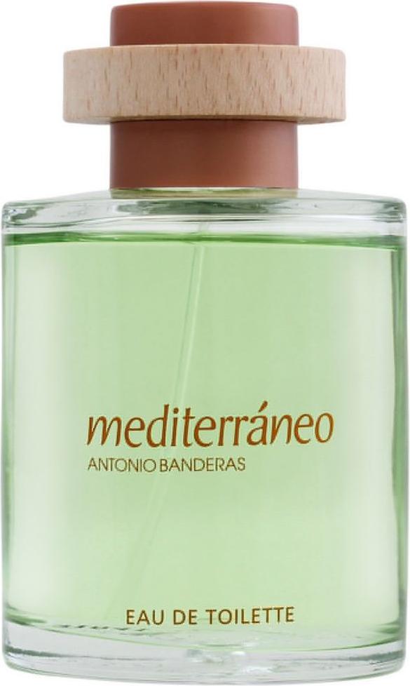 Flacon wody toaletowej Antonio Banderas Mediterraneo 200ml dla mężczyzn w eleganckim opakowaniu z logo marki na białym tle