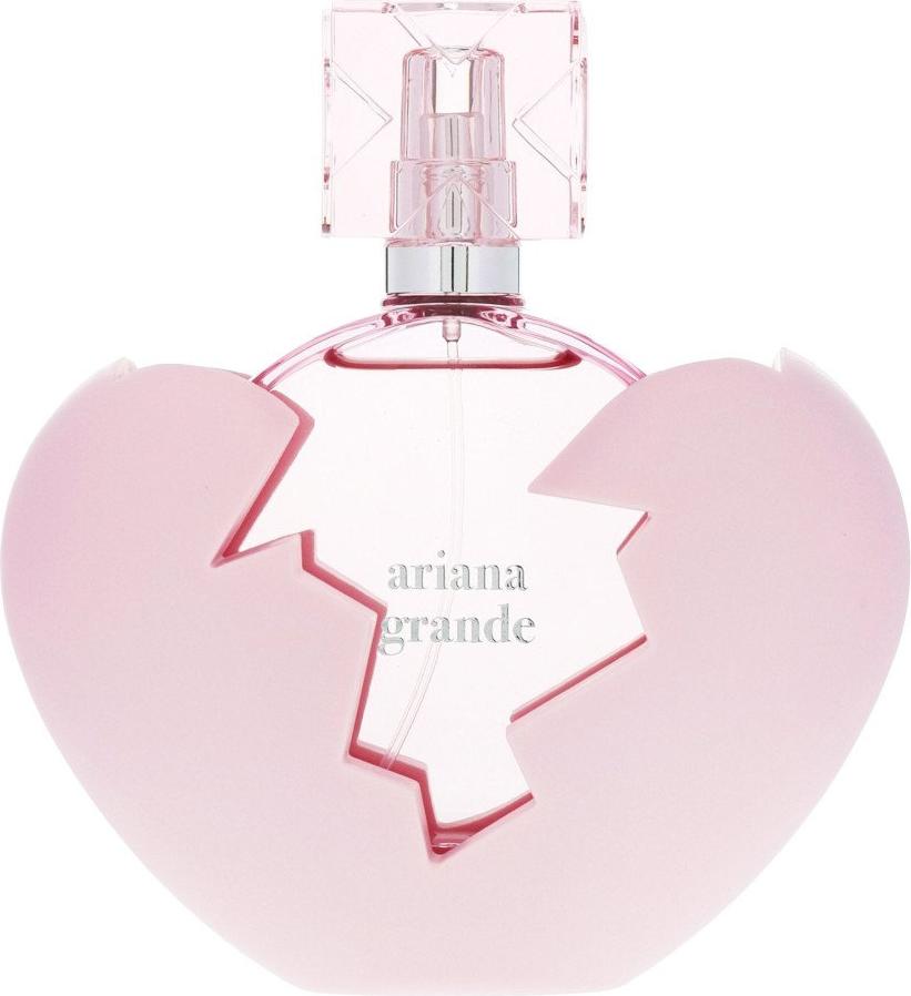 Flacon wody perfumowanej Ariana Grande Thank u next 100ml na białym tle - eleganckie opakowanie perfum o kwiatowo-owocowym zapachu