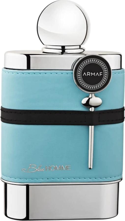 Flacon wody toaletowej Armaf Blue Homme 100ml z eleganckim niebieskim opakowaniem na białym tle - męskie perfumy o świeżym zapachu