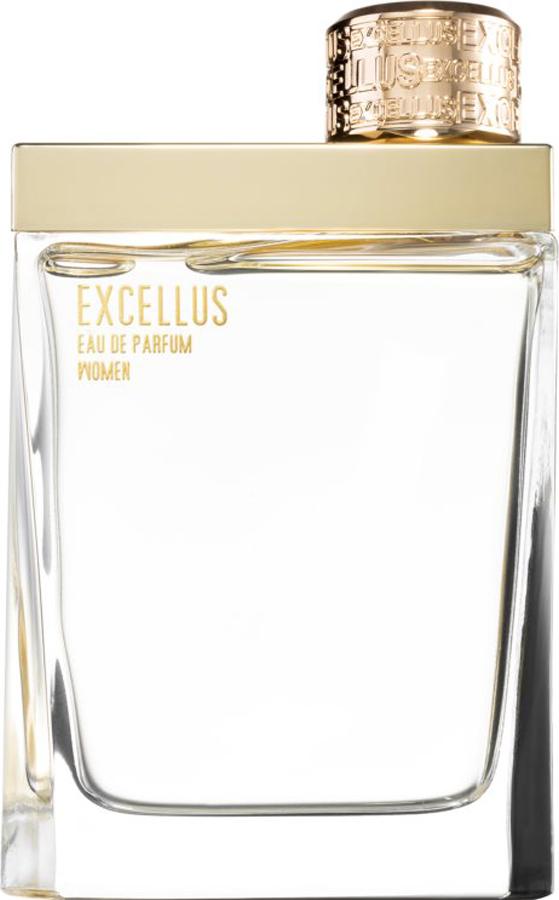 Flacon wody perfumowanej Armaf Excellus Women 100ml na białym tle z eleganckim opakowaniem marki Armaf widocznym obok butelki perfum