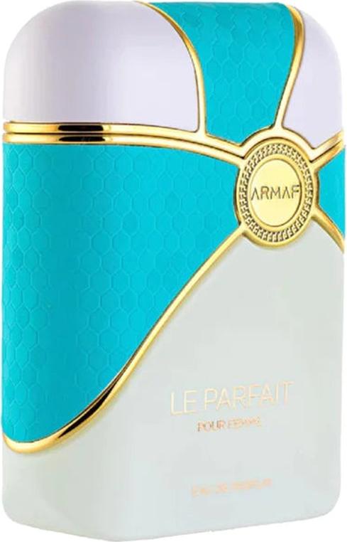 Flacon wody perfumowanej Armaf Le Parfait Azure Pour Femme 100ml dla kobiet z eleganckim opakowaniem na białym tle
