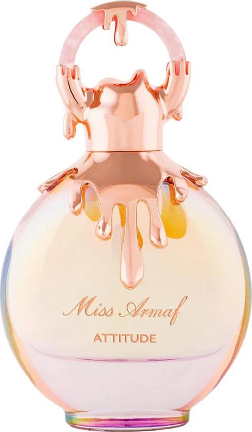 Flacon perfum Armaf Miss Armaf Attitude woda perfumowana 100ml dla kobiet w eleganckim opakowaniu na białym tle z logo marki Armaf