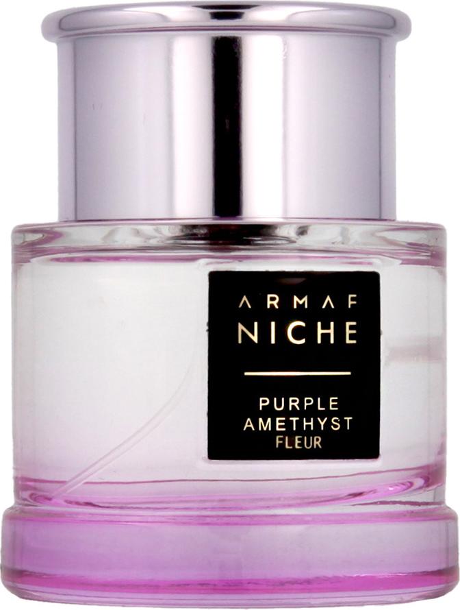 Flacon perfum Armaf Niche Purple Amethyst Fleur woda perfumowana 90ml dla kobiet w eleganckim opakowaniu z logo marki Armaf
