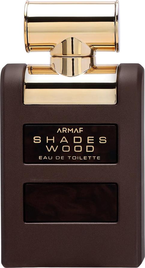 Flacon wody toaletowej Armaf Shades Wood 100ml dla mężczyzn z eleganckim opakowaniem prezentujący drzewno-przyprawowy zapach marki Armaf