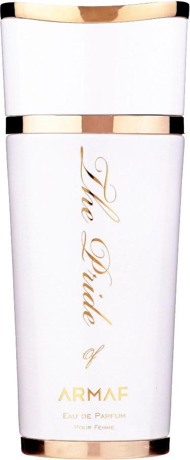 Flakon perfum Armaf The Pride of Armaf White Pour Femme woda perfumowana 100ml dla kobiet na białym tle z eleganckim opakowaniem