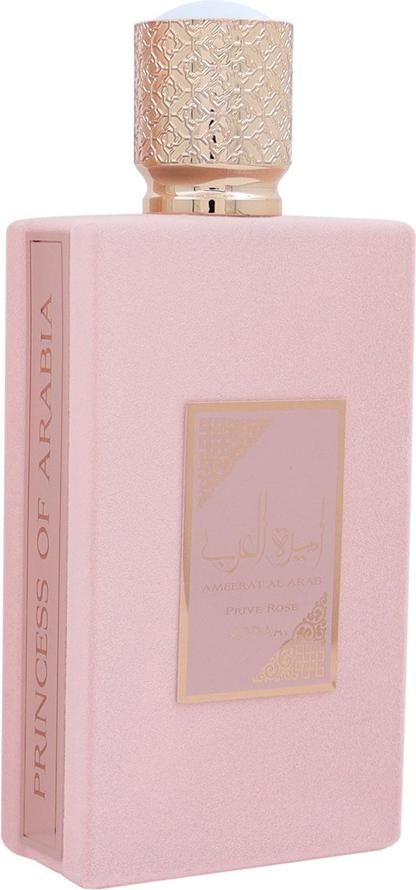 Flacon perfum Asdaaf Ameerat Al Arab Prive Rose woda perfumowana 100ml dla kobiet z eleganckim opakowaniem orientalnego zapachu z różą