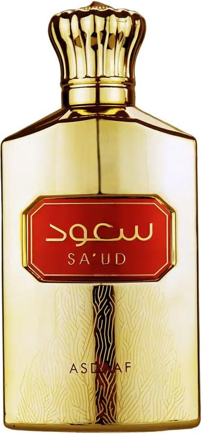 Elegancki złoty flacon Asdaaf Sa'ud wody perfumowanej 100ml - luksusowe unisex perfumy orientalne z nutami cytrusów i oud