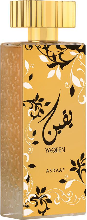 Flacon wody perfumowanej Asdaaf Yaqeen 100ml na białym tle - eleganckie orientalne perfumy marki Asdaaf z charakterystycznym opakowaniem