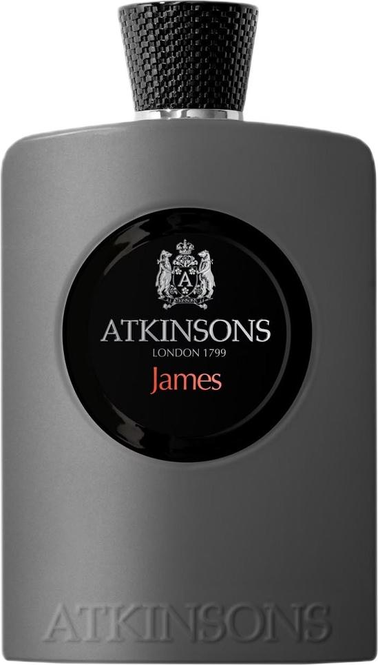 Flacon wody perfumowanej Atkinsons James 100ml dla mężczyzn w eleganckiej butelce z logo marki na białym tle