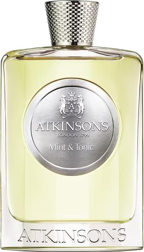 Flacon wody perfumowanej Atkinsons The Contemporary Collection Mint & Tonic 100ml na białym tle z eleganckim opakowaniem marki