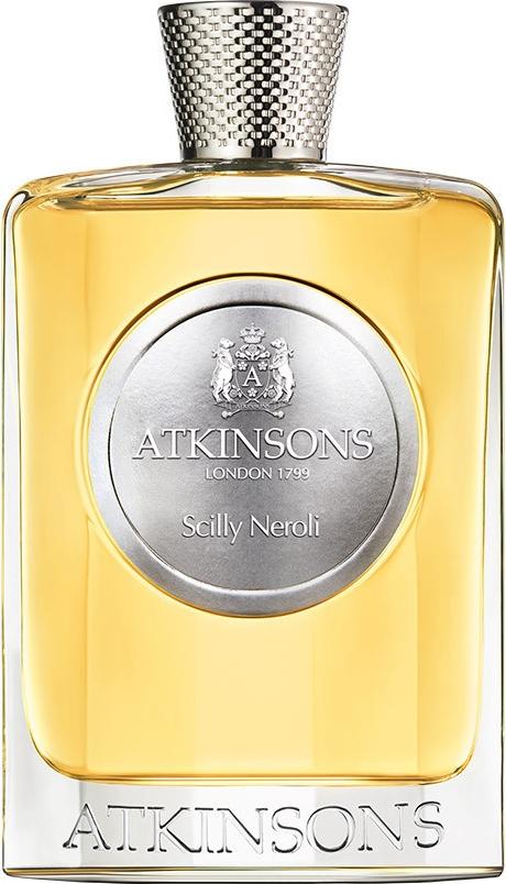 Flacon wody perfumowanej Atkinsons Scilly Neroli unisex 100ml z eleganckim opakowaniem na białym tle, perfumy cytrusowe o nucie neroli