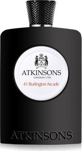 Flacon wody perfumowanej Atkinsons 41 Burlington Arcade 100ml z kolekcji The Emblematic Collection na białym tle z eleganckim opakowaniem
