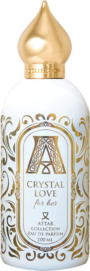 Flacon wody perfumowanej Attar Collection Crystal Love for Her 100ml z eleganckim opakowaniem na białym tle - orientalne perfumy dla kobiet
