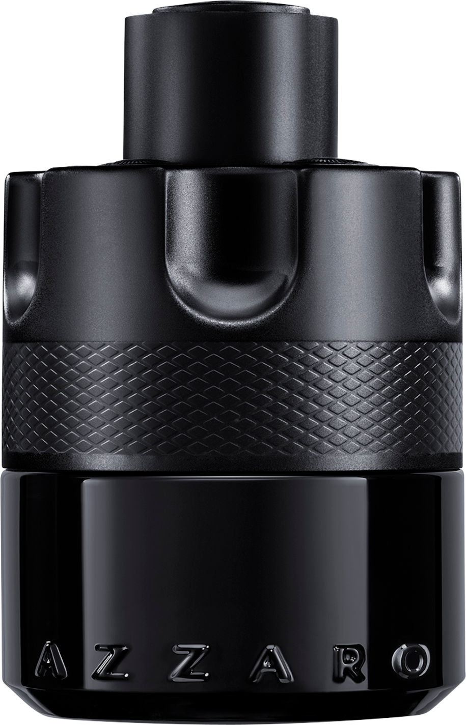 Flacon Azzaro The Most Wanted Intense woda perfumowana męska 50ml na białym tle z eleganckim opakowaniem i logo marki Azzaro