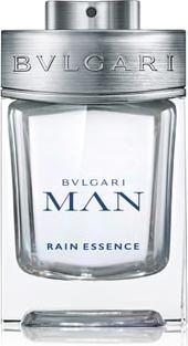 Flacon wody perfumowanej BVLGARI Man Rain Essence 100ml dla mężczyzn z eleganckim opakowaniem marki Bulgari na białym tle