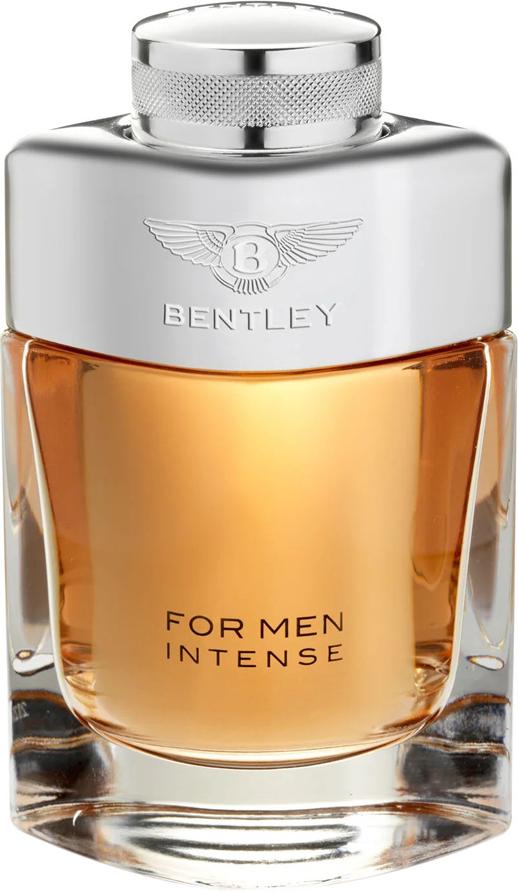 Flacon wody perfumowanej Bentley for Men Intense 100ml z eleganckim opakowaniem marki Bentley na białym tle - męskie perfumy orientalne